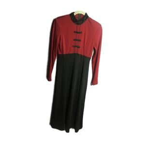Vintage Black and Maroon Long Sleeve Dress
